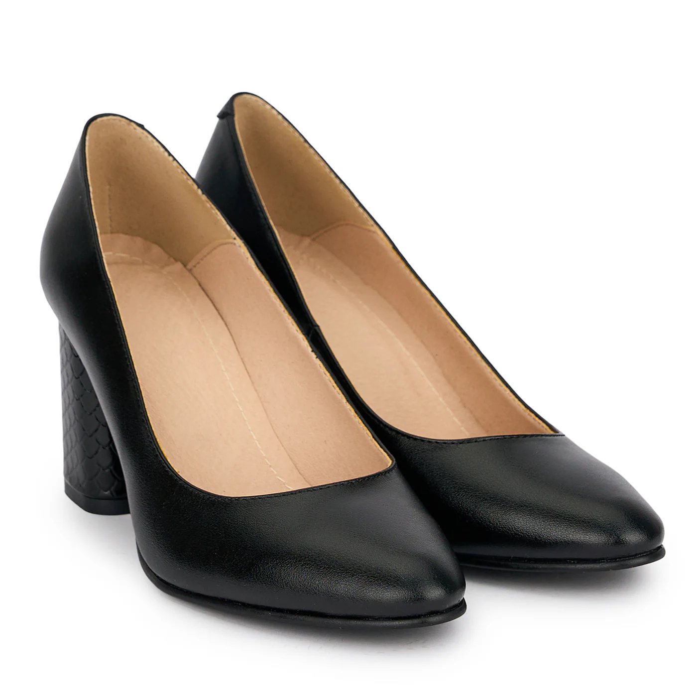 Pantofi dama din piele naturala neagra cu toc gros 7.5 cm 18888 - Image 4