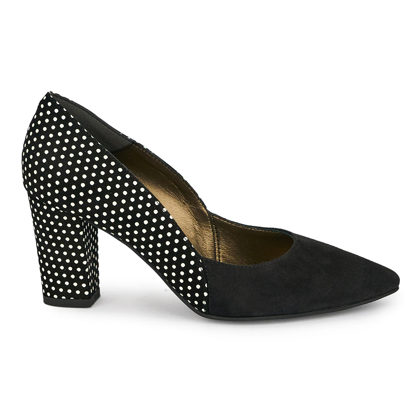 Pantofi dama din piele naturala neagra cu toc gros 7.5 cm 19808