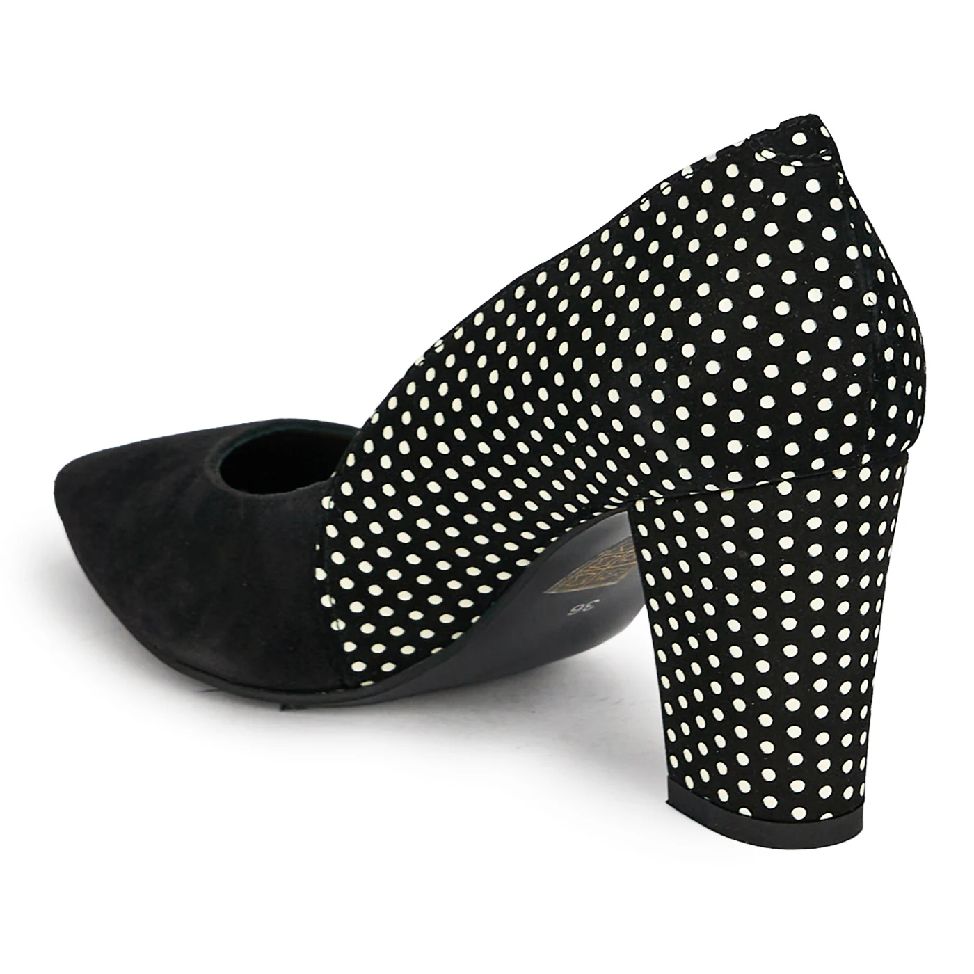 Pantofi dama din piele naturala neagra cu toc gros 7.5 cm 19808 - Image 2