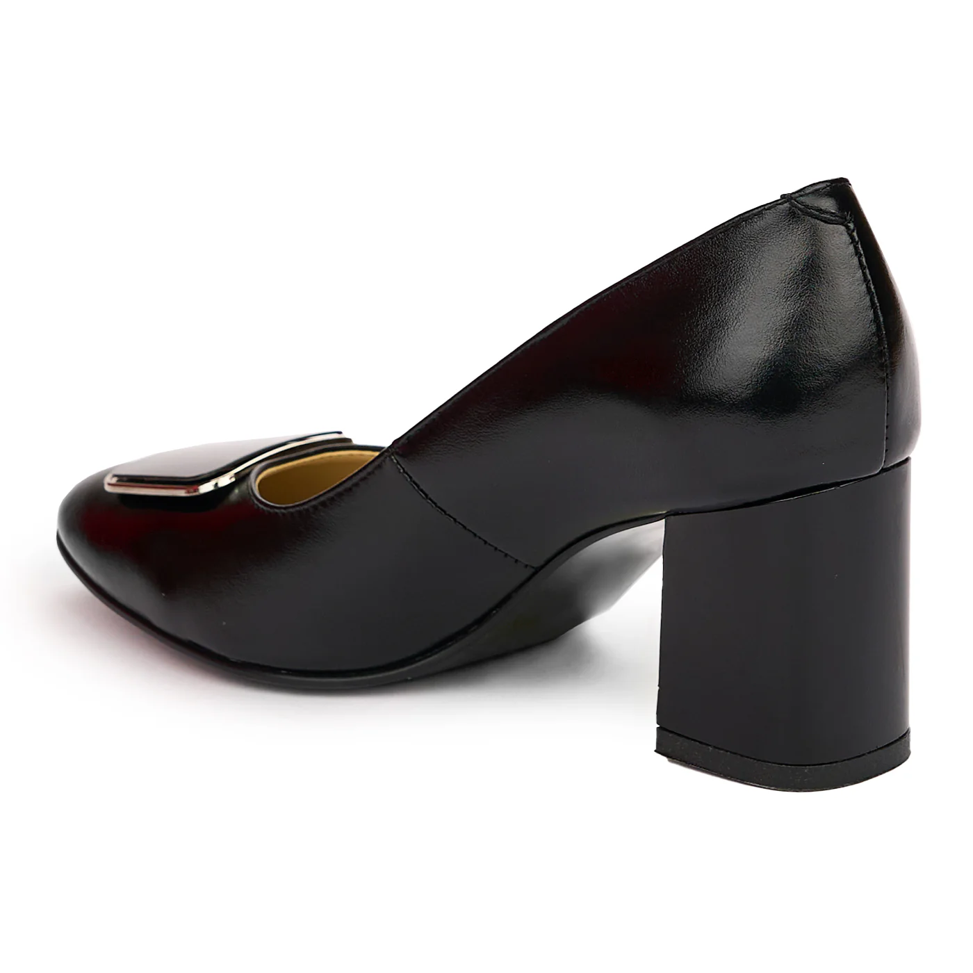 Pantofi dama din piele naturala neagra cu toc gros 7 cm 13769 - Image 2
