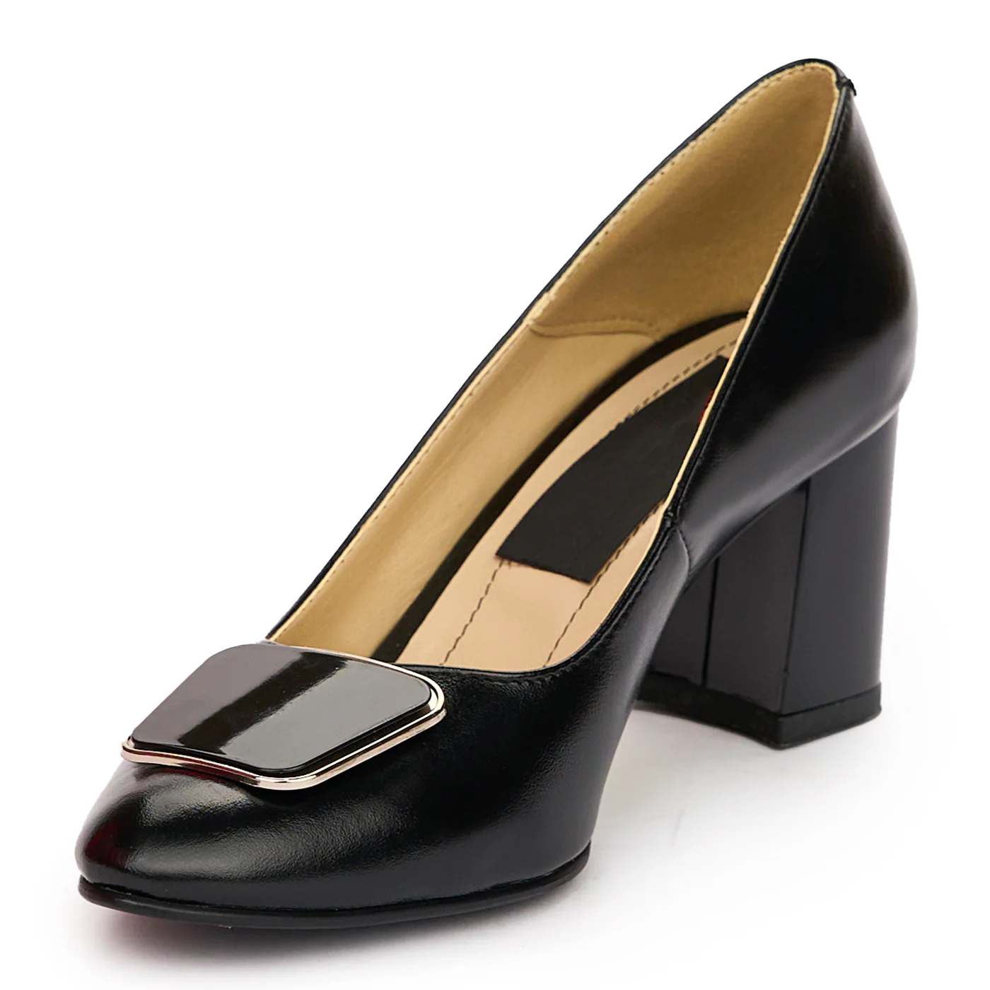 Pantofi dama din piele naturala neagra cu toc gros 7 cm 13769 - Image 3