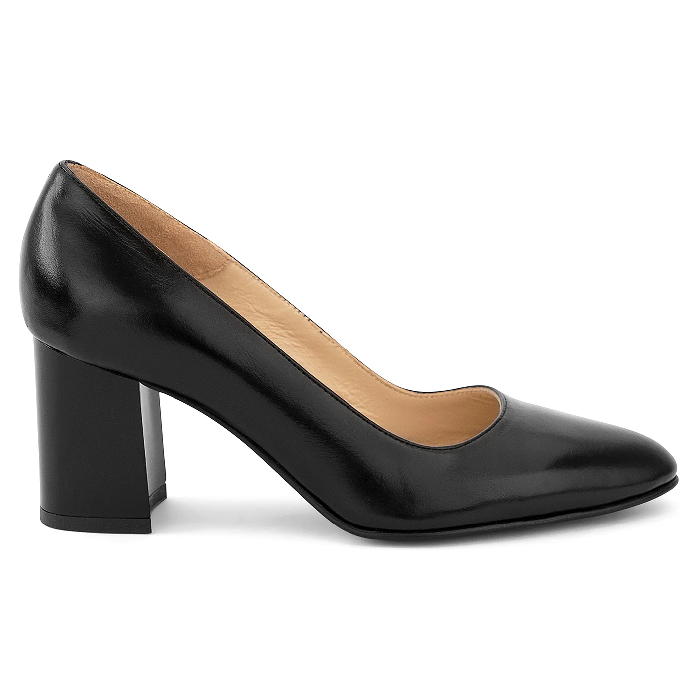 Pantofi dama din piele naturala neagra cu toc gros 7 cm 14199