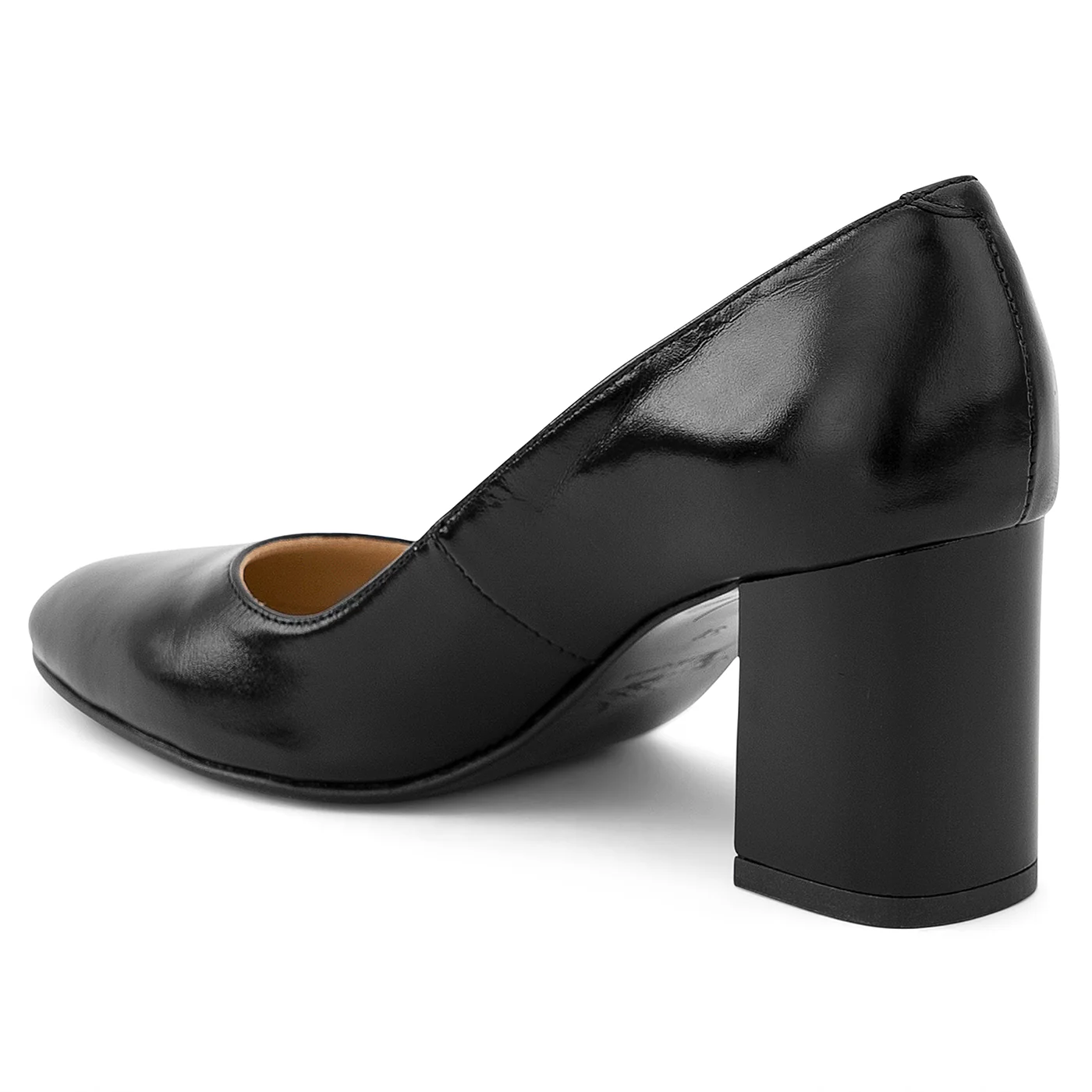 Pantofi dama din piele naturala neagra cu toc gros 7 cm 14199 - Image 2