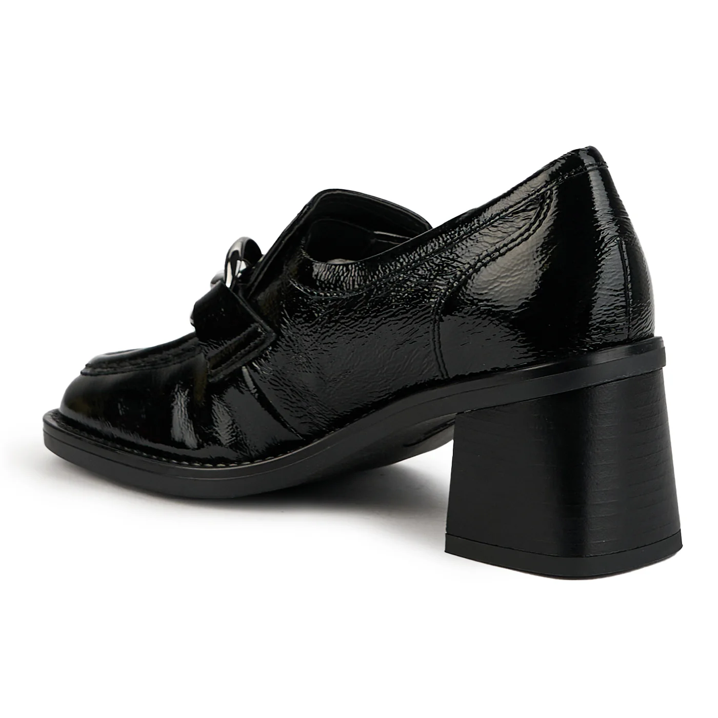 Pantofi dama din piele naturala neagra cu toc gros 7 cm 14888 - Image 2
