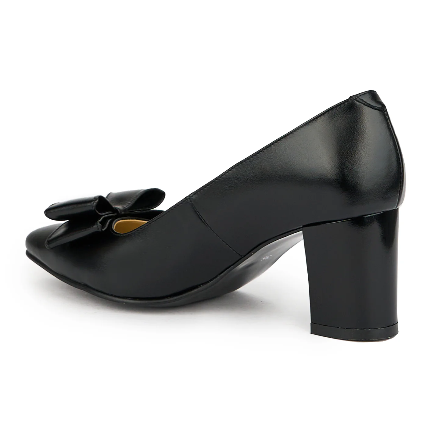 Pantofi dama din piele naturala neagra cu toc gros 7 cm 15037 - Image 2