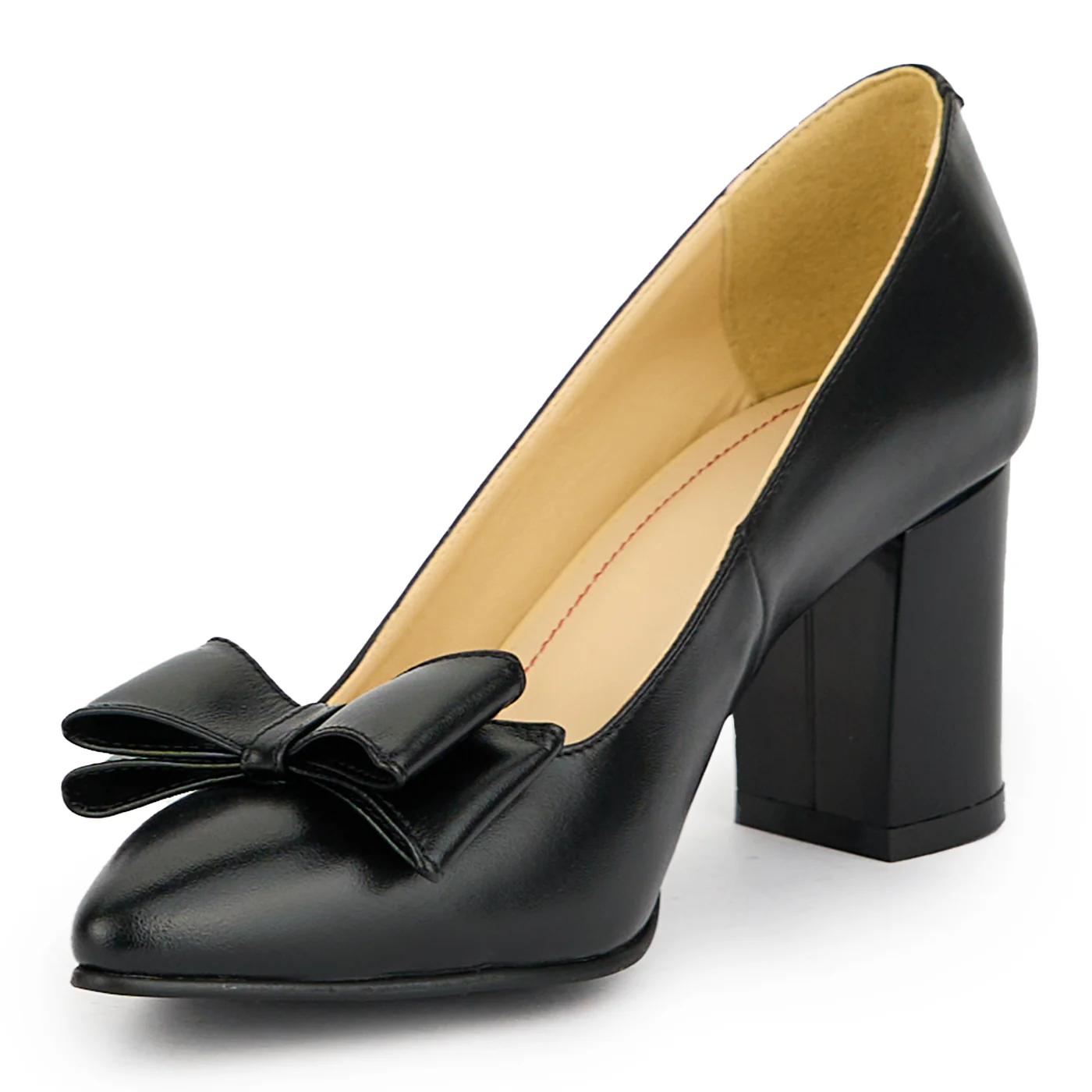 Pantofi dama din piele naturala neagra cu toc gros 7 cm 15037 - Image 3