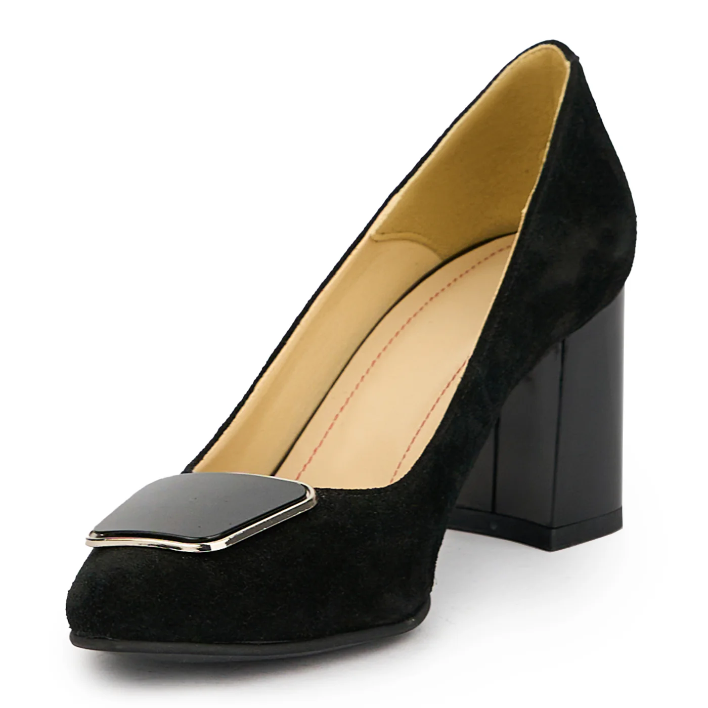 Pantofi dama din piele naturala neagra cu toc gros 7 cm 15041 - Image 3