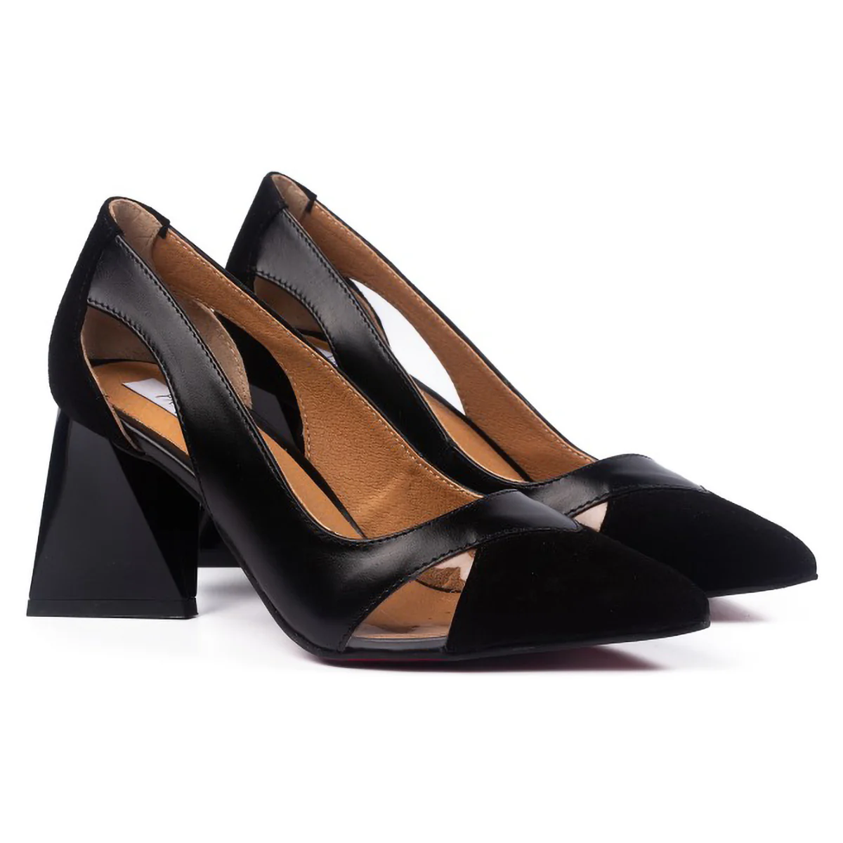 Pantofi dama din piele naturala neagra cu toc gros 7 cm 15725 - Image 3