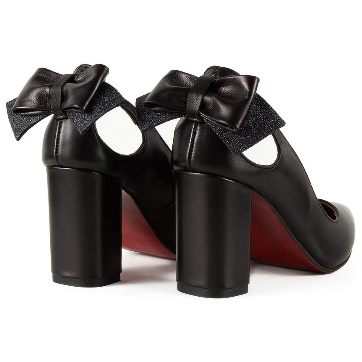 Pantofi dama din piele naturala neagra cu toc gros 7 cm 15762 - Image 3