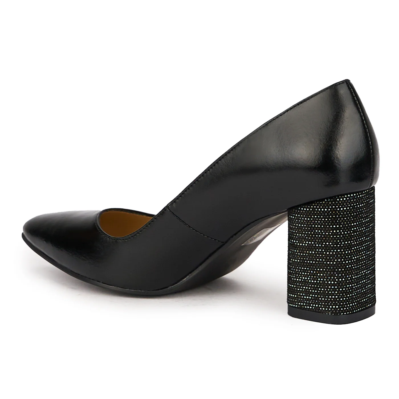 Pantofi dama din piele naturala neagra cu toc gros 7 cm 16005 - Image 2