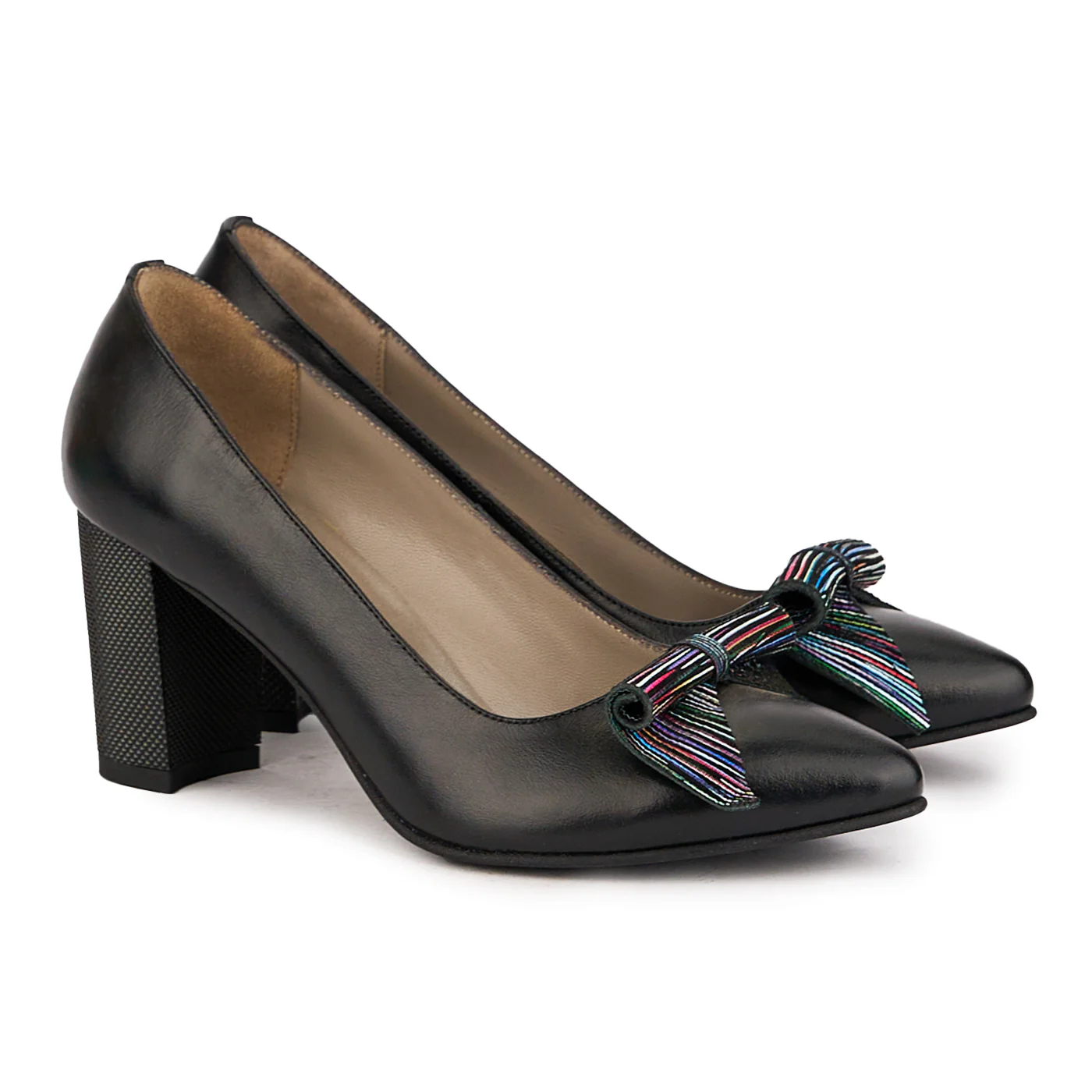 Pantofi dama din piele naturala neagra cu toc gros 7 cm 16743 - Image 4