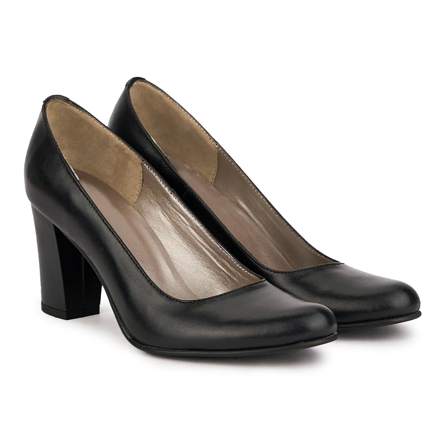 Pantofi dama din piele naturala neagra cu toc gros 7 cm 16789 - Image 4