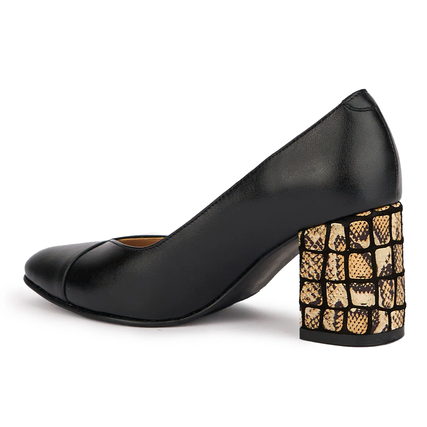 Pantofi dama din piele naturala neagra cu toc gros 7 cm 16898 - Image 2