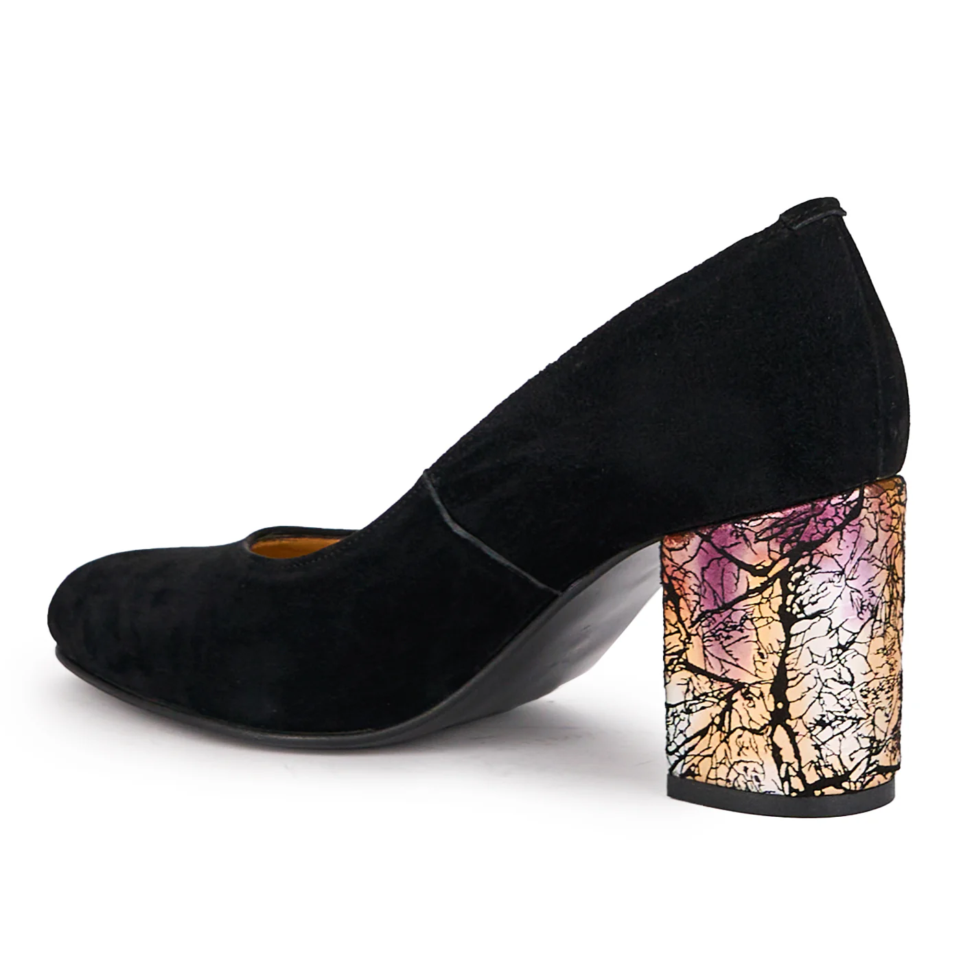 Pantofi dama din piele naturala neagra cu toc gros 7 cm 16912 - Image 2