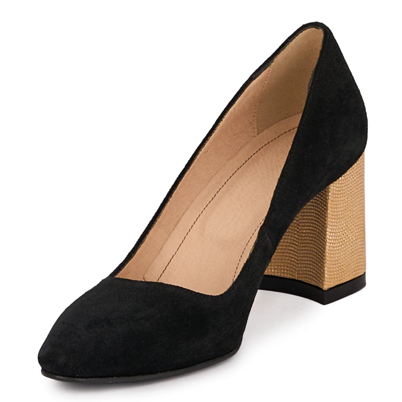 Pantofi dama din piele naturala neagra cu toc gros 7 cm 18619 - Image 3