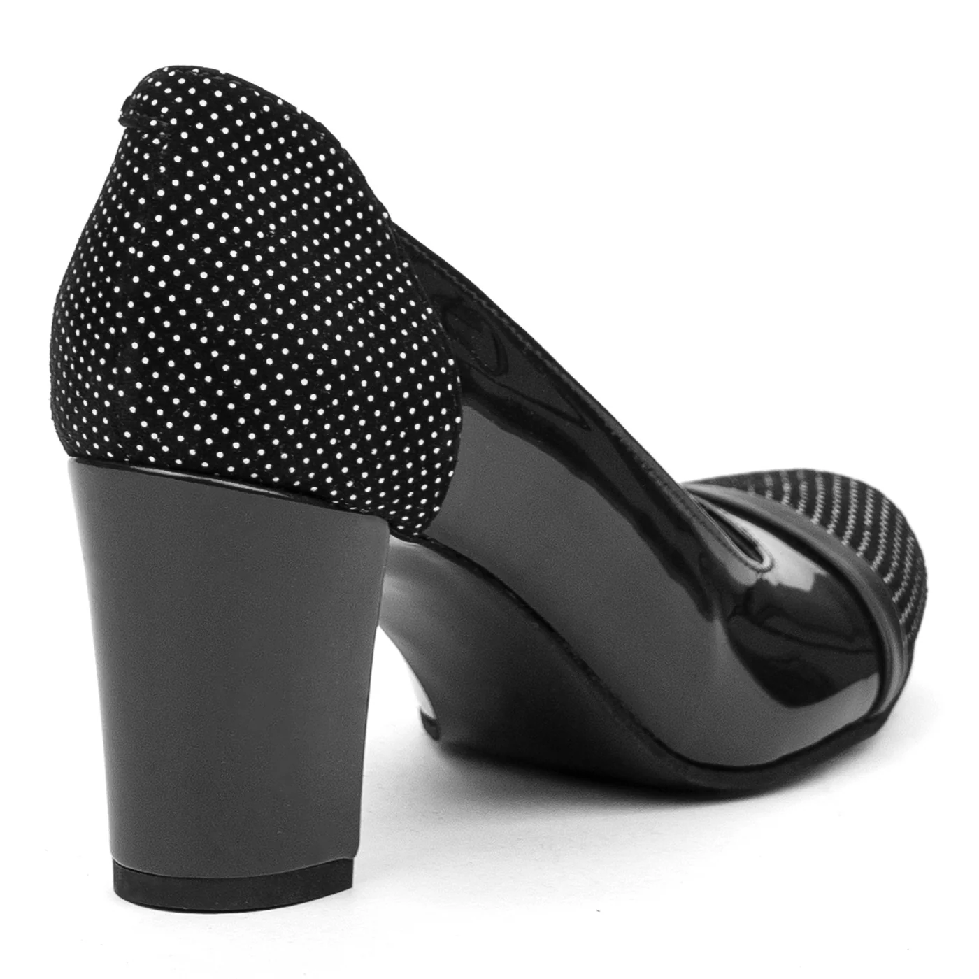 Pantofi dama din piele naturala neagra cu toc gros 8 cm 10953 - Image 2