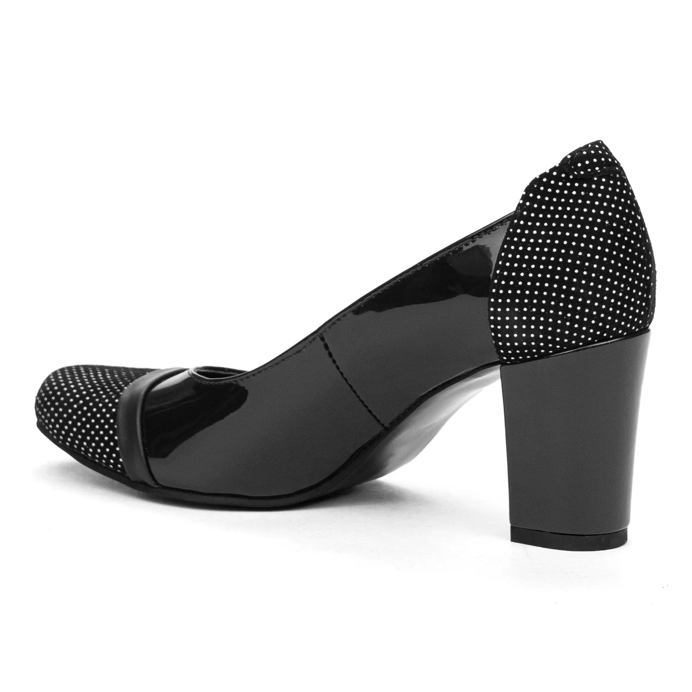 Pantofi dama din piele naturala neagra cu toc gros 8 cm 10953 - Image 3