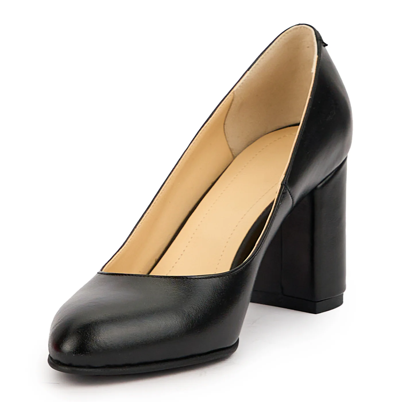 Pantofi dama din piele naturala neagra cu toc gros 8 cm 14638 - Image 3