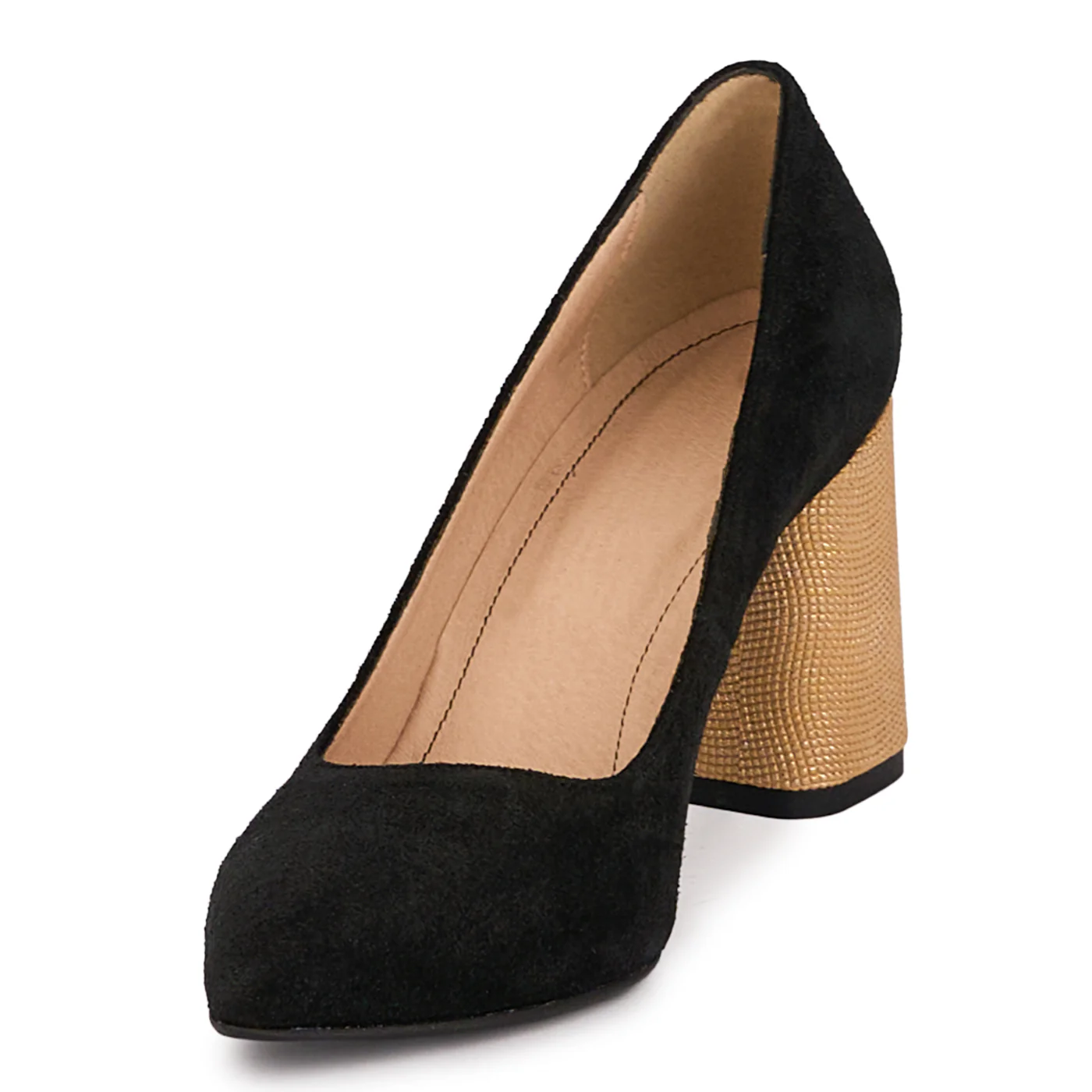 Pantofi dama din piele naturala neagra cu toc gros 8 cm 18617 - Image 3