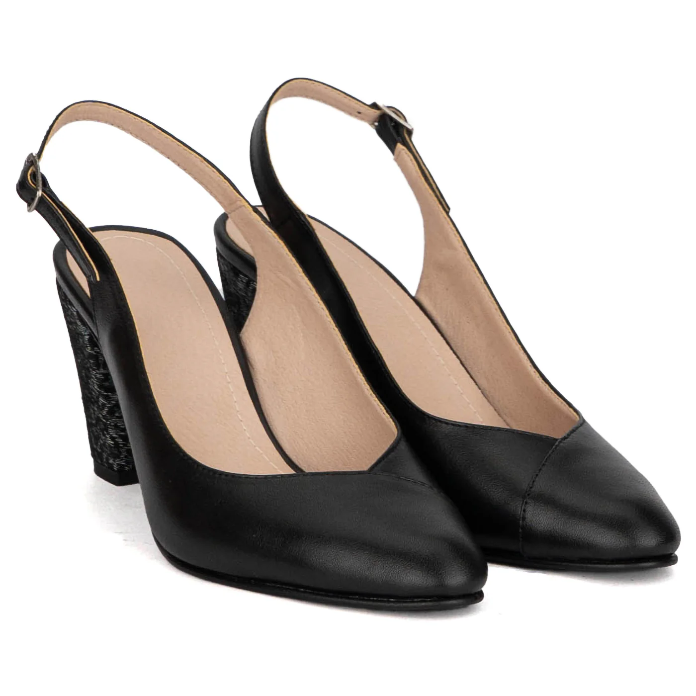 Pantofi dama din piele naturala neagra cu toc gros 8 cm 18811 - Image 4