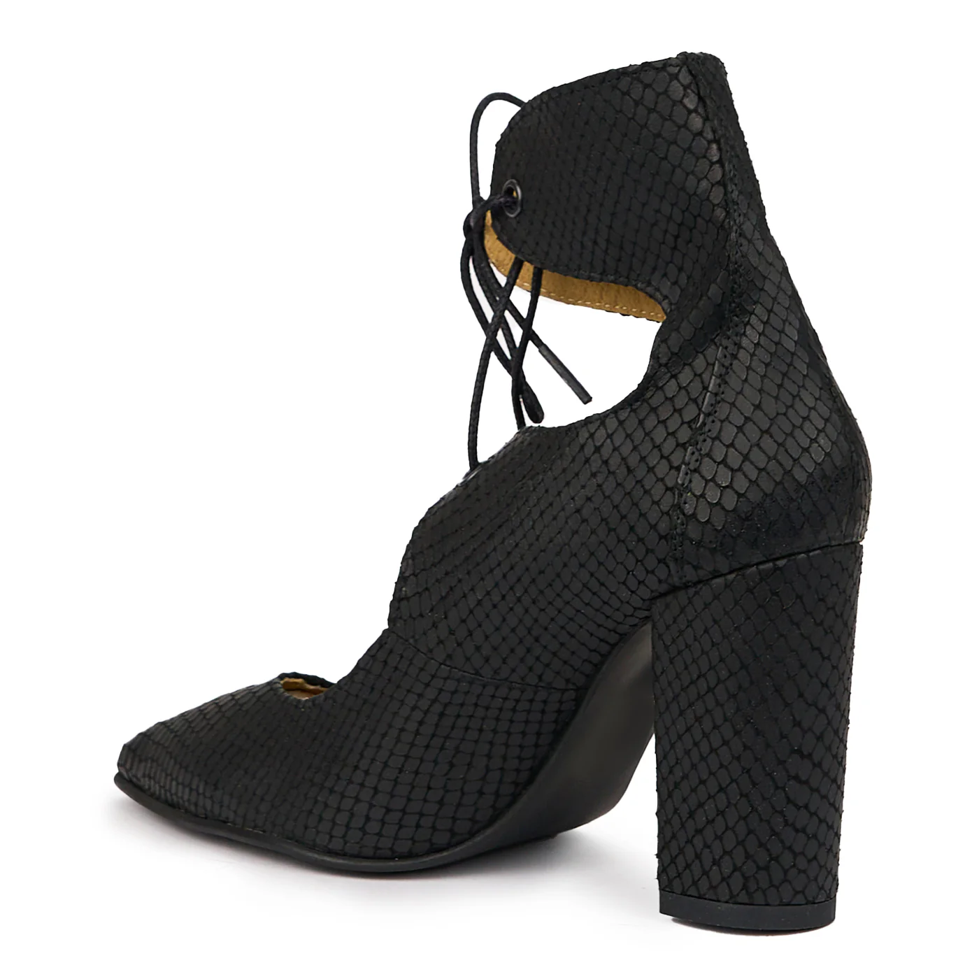 Pantofi dama din piele naturala neagra cu toc gros 9.5 cm 14064 - Image 2