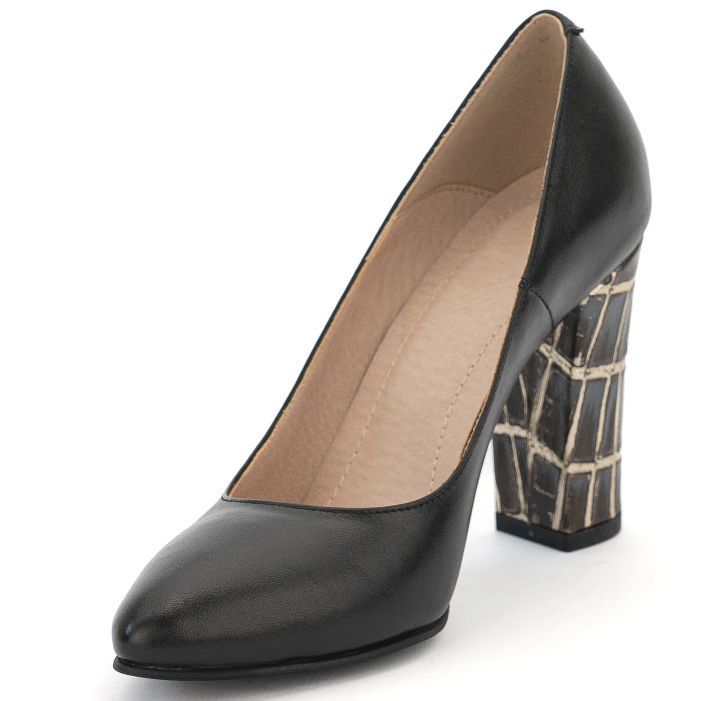 Pantofi dama din piele naturala neagra cu toc gros 9.5 cm 14150 - Image 3