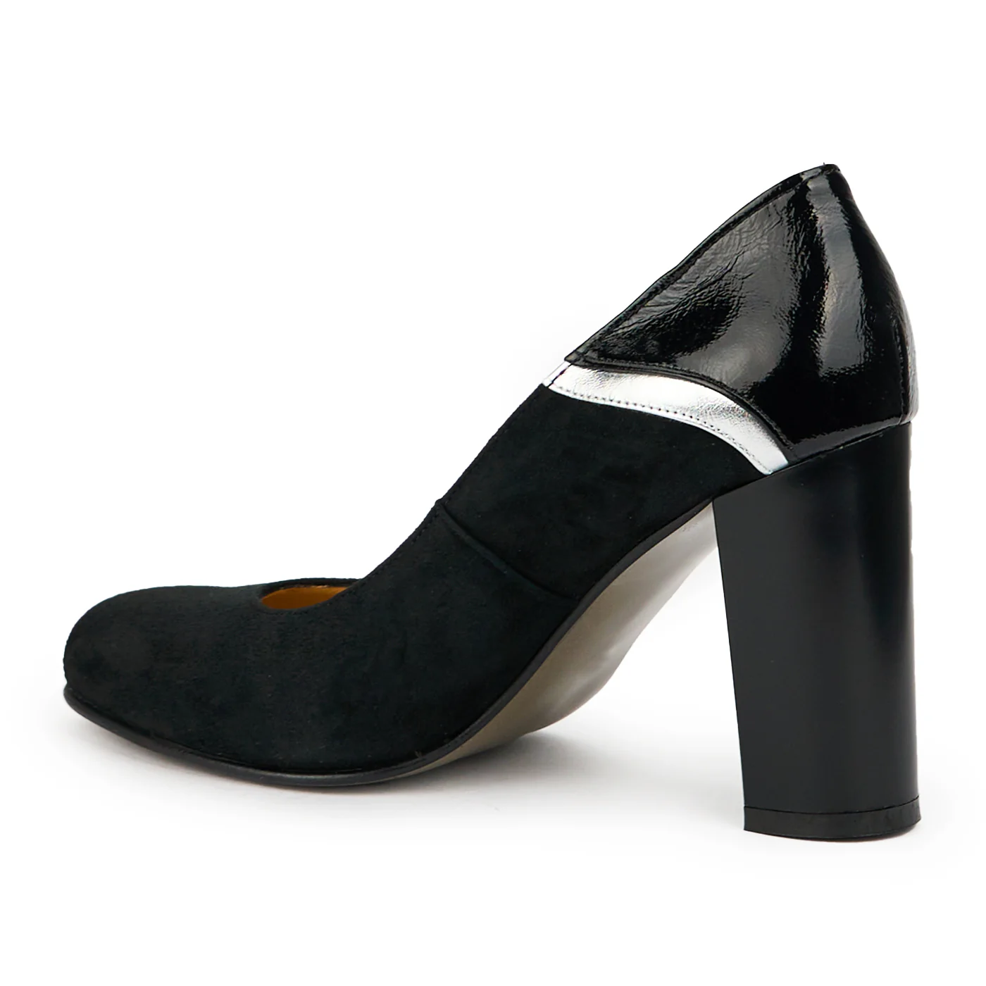 Pantofi dama din piele naturala neagra cu toc gros 9.5 cm 14811 - Image 2