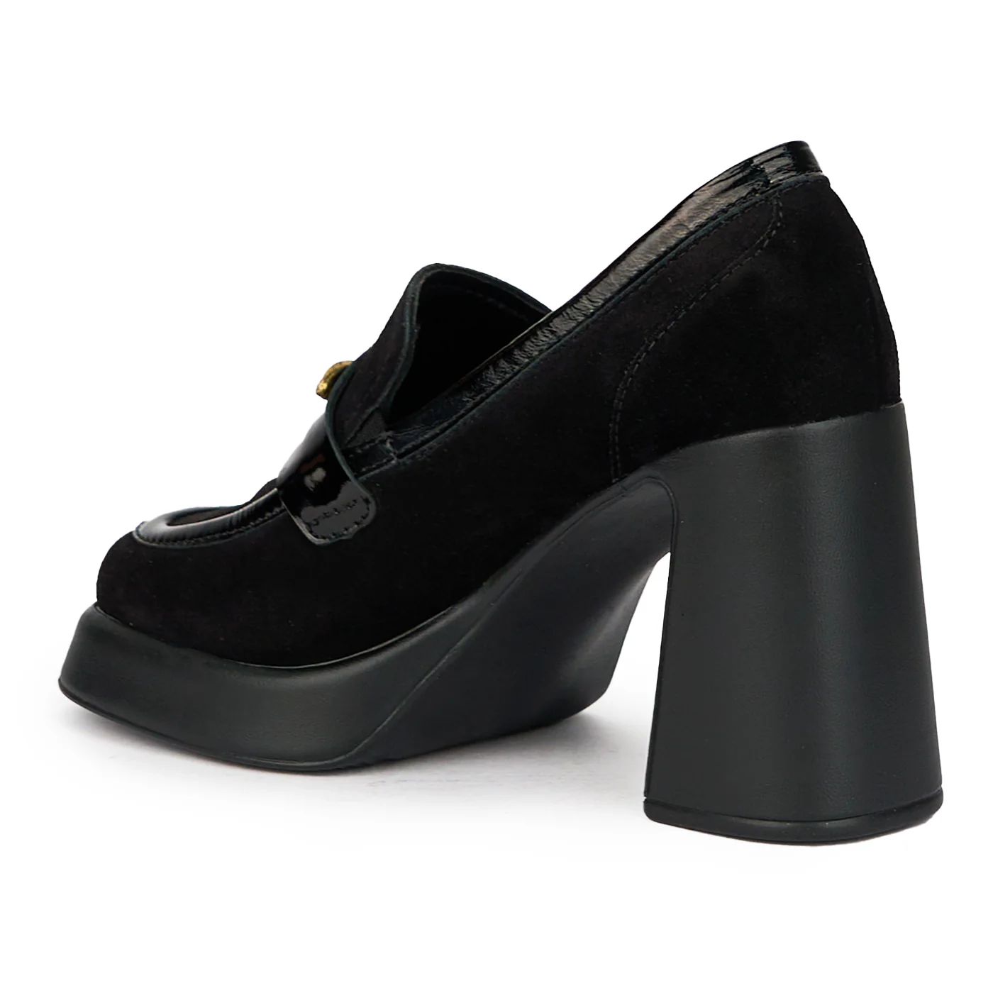 Pantofi dama din piele naturala neagra cu toc gros 9.5 cm 15526 - Image 2