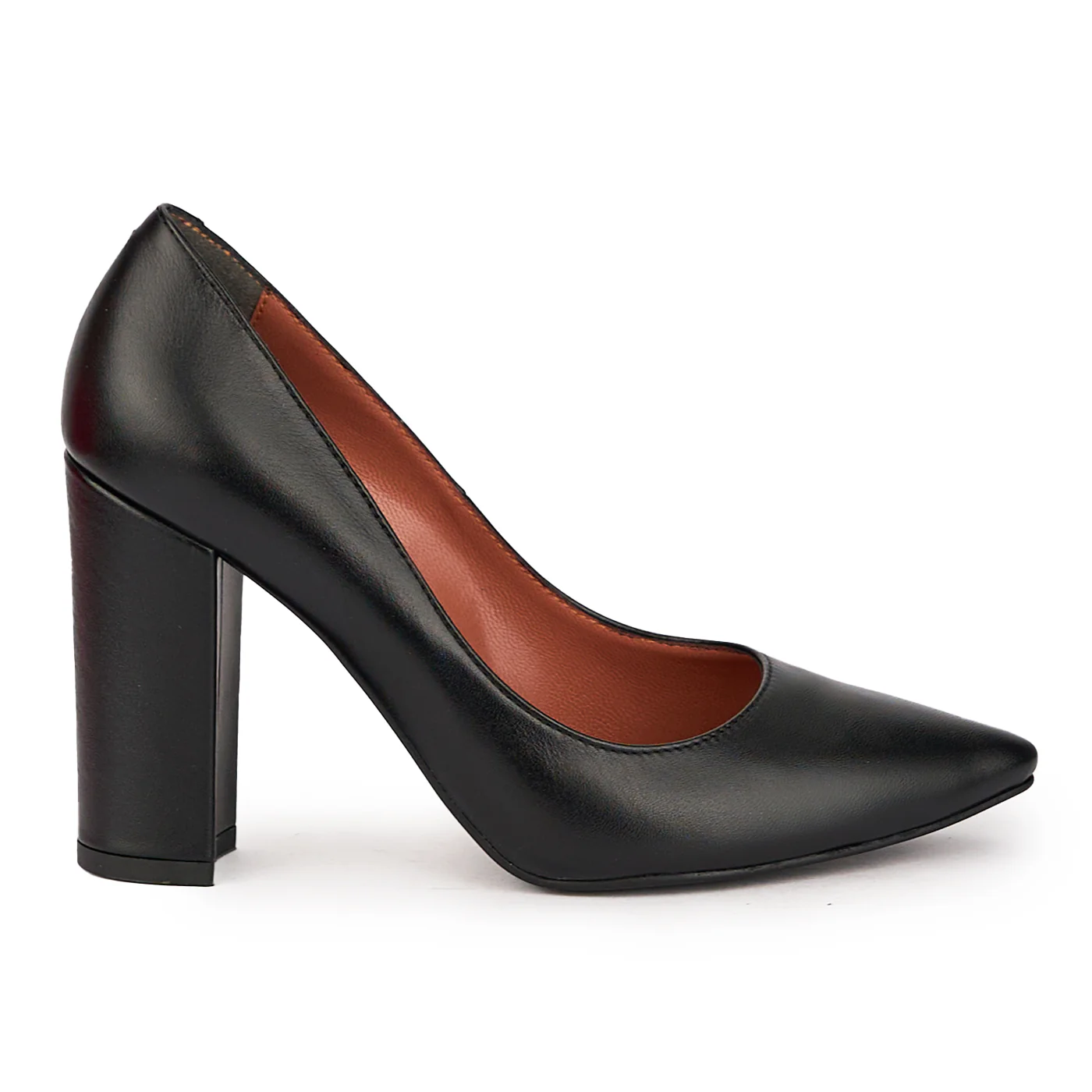 Pantofi dama din piele naturala neagra cu toc gros 9.5 cm 15925