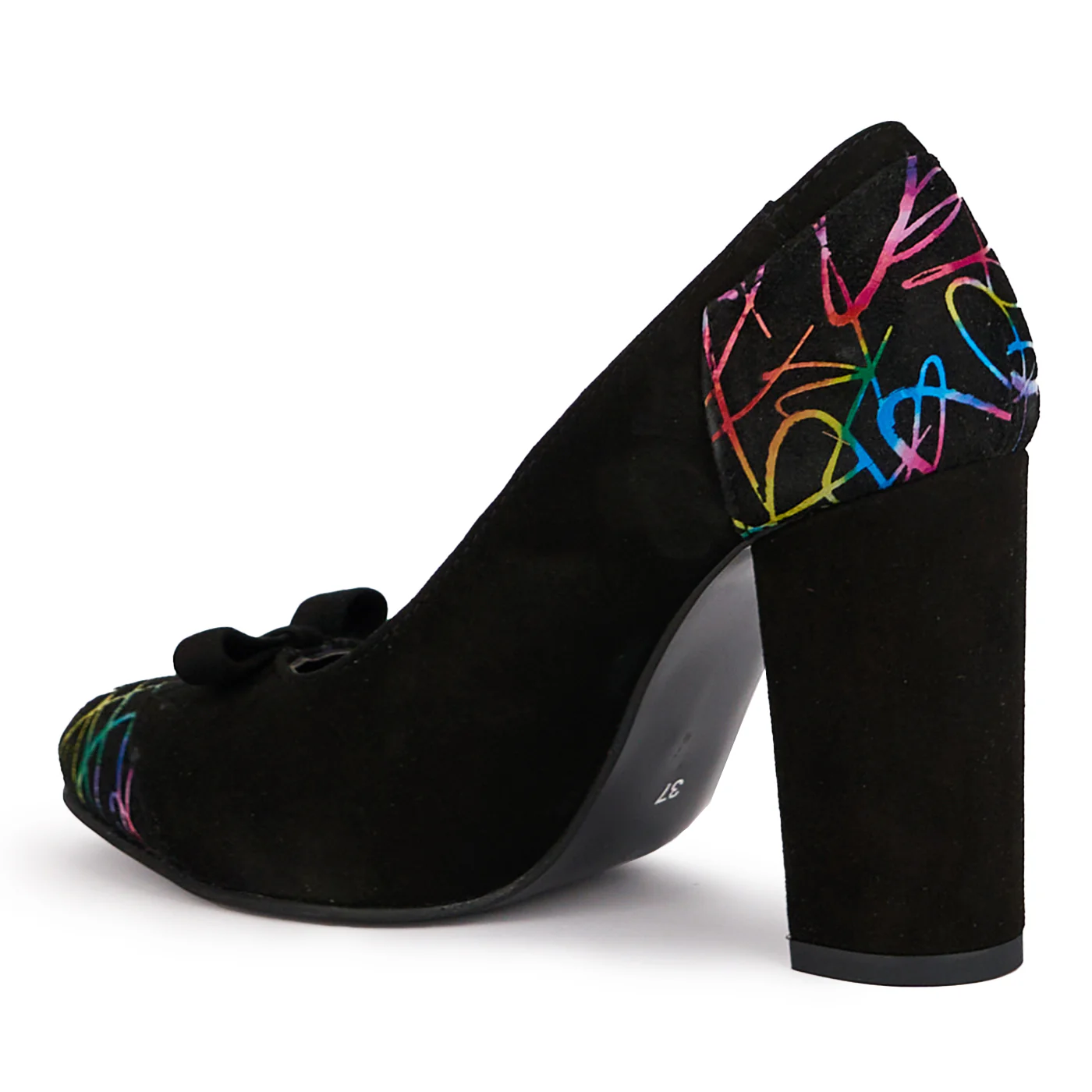 Pantofi dama din piele naturala neagra cu toc gros 9.5 cm 16852 - Image 2