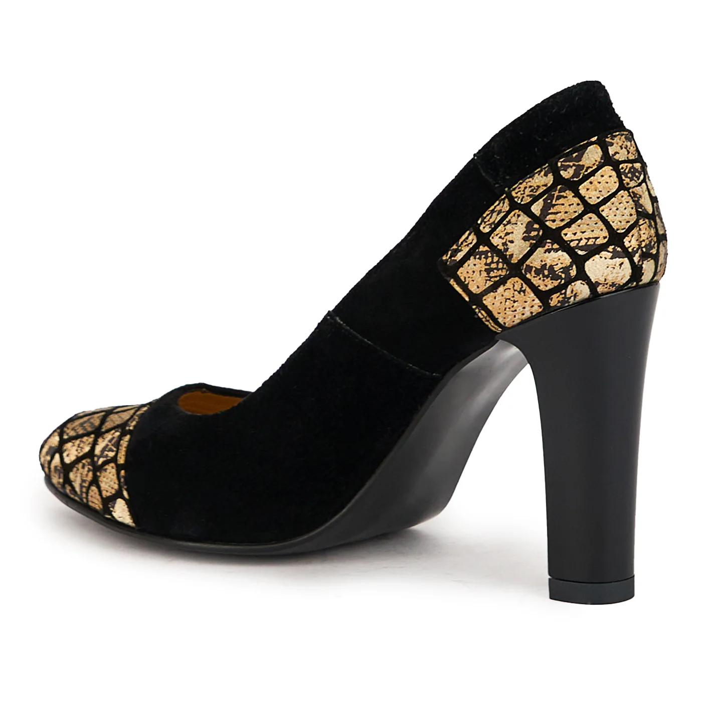 Pantofi dama din piele naturala neagra cu toc gros 9.5 cm 17311 - Image 2