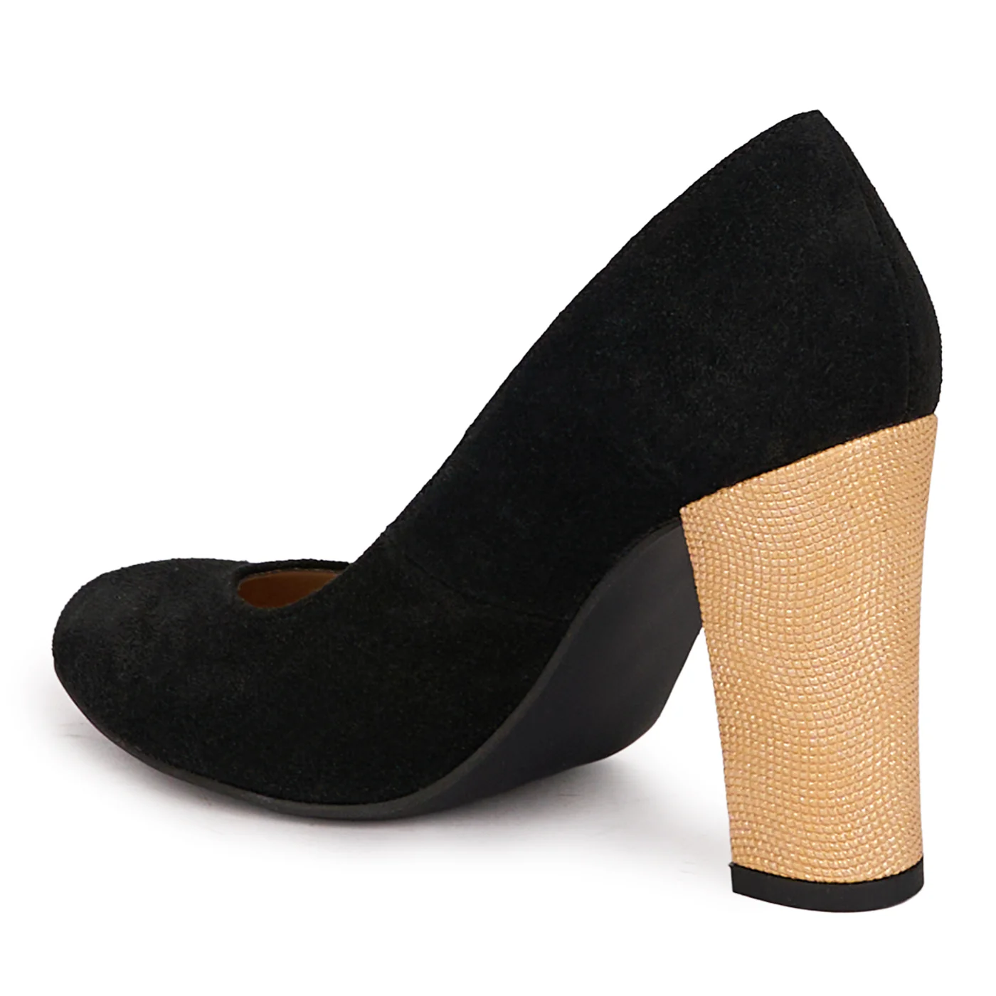 Pantofi dama din piele naturala neagra cu toc gros 9.5 cm 18618 - Image 2
