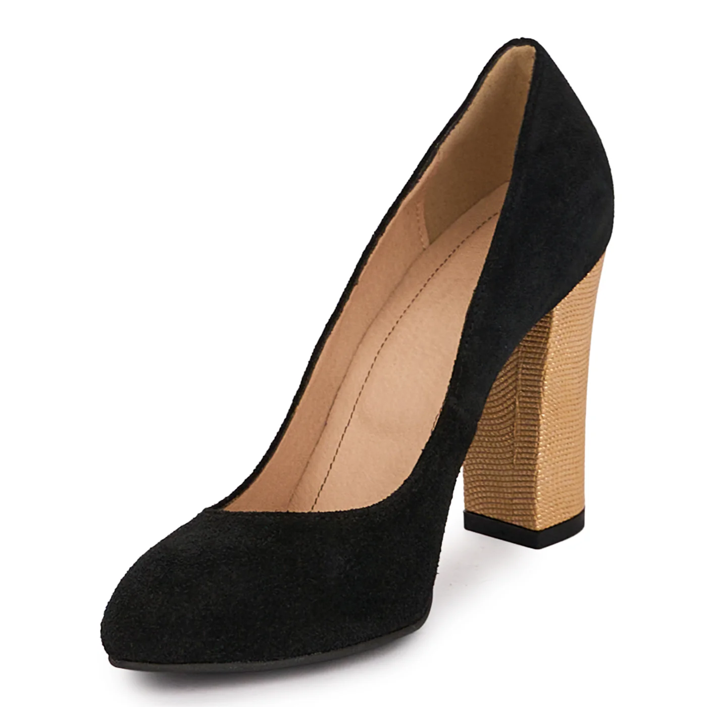 Pantofi dama din piele naturala neagra cu toc gros 9.5 cm 18618 - Image 3