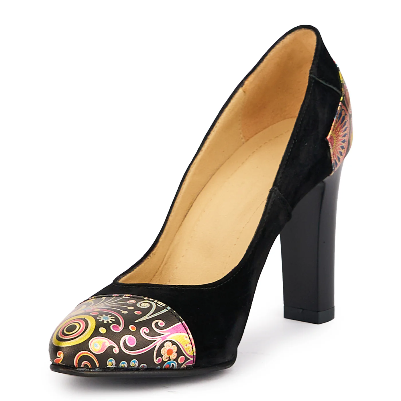 Pantofi dama din piele naturala neagra cu toc gros 9 cm 16919 - Image 3