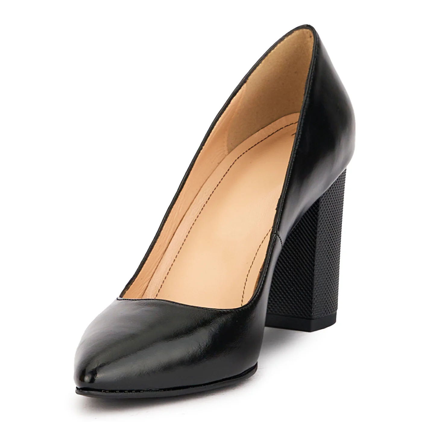 Pantofi dama din piele naturala neagra cu toc gros 9 cm 17164 - Image 3
