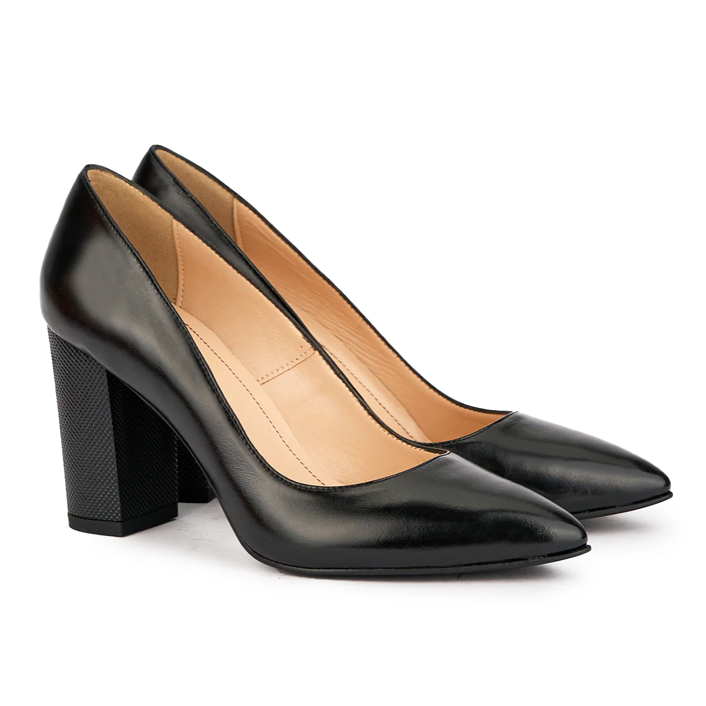 Pantofi dama din piele naturala neagra cu toc gros 9 cm 17164 - Image 4