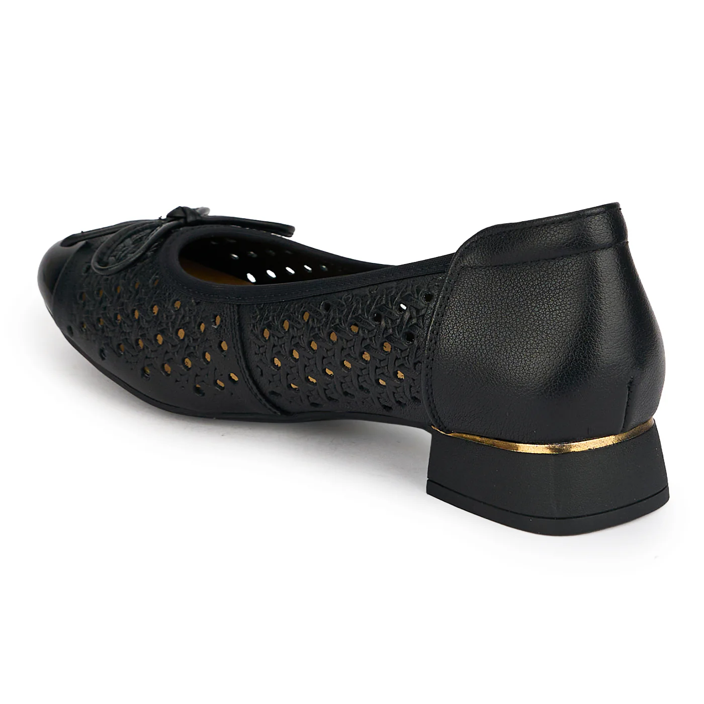 Pantofi dama din piele naturala neagra cu toc mic 2 cm 19582 - Image 2