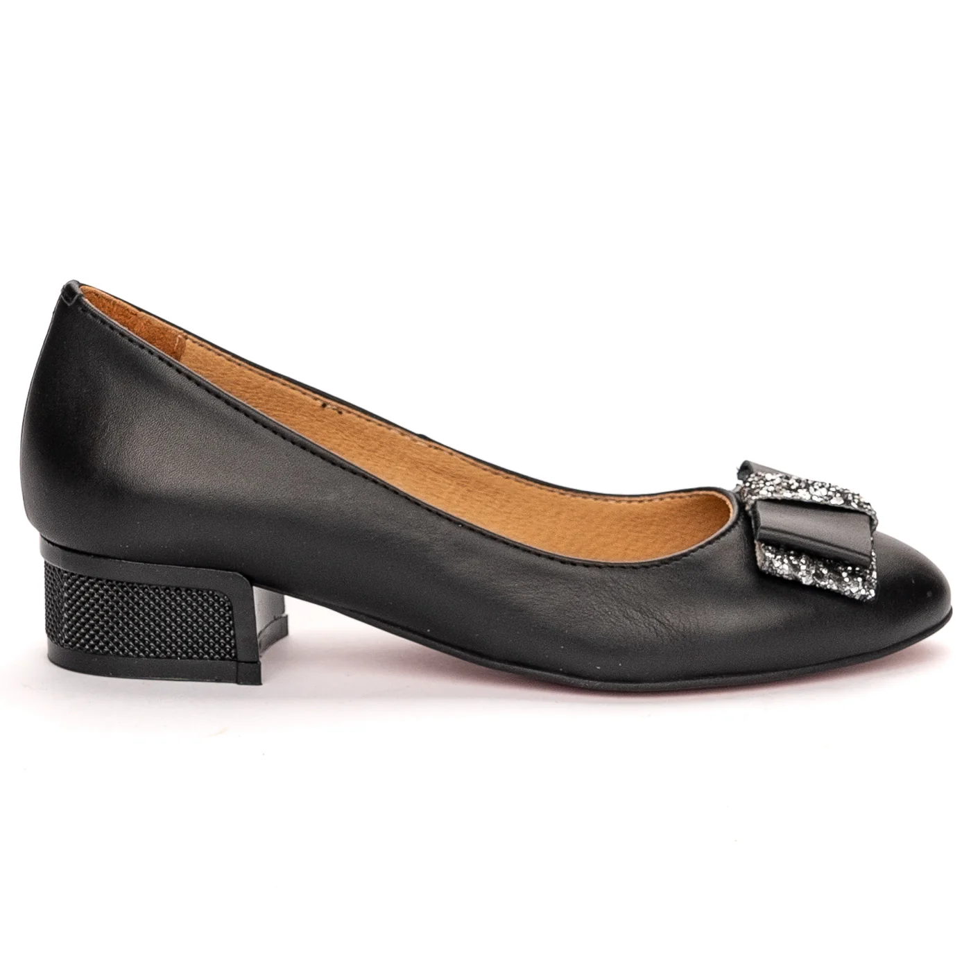 Pantofi dama din piele naturala neagra cu toc mic 3.5 cm 13456