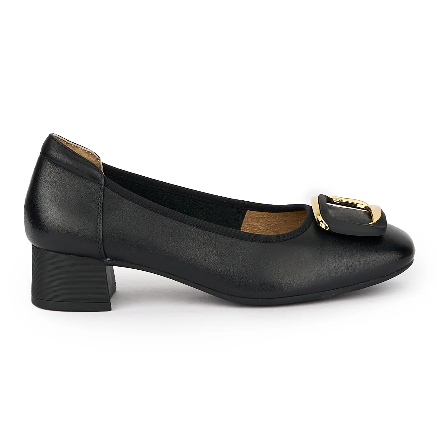 Pantofi dama din piele naturala neagra cu toc mic 3.5 cm 15334