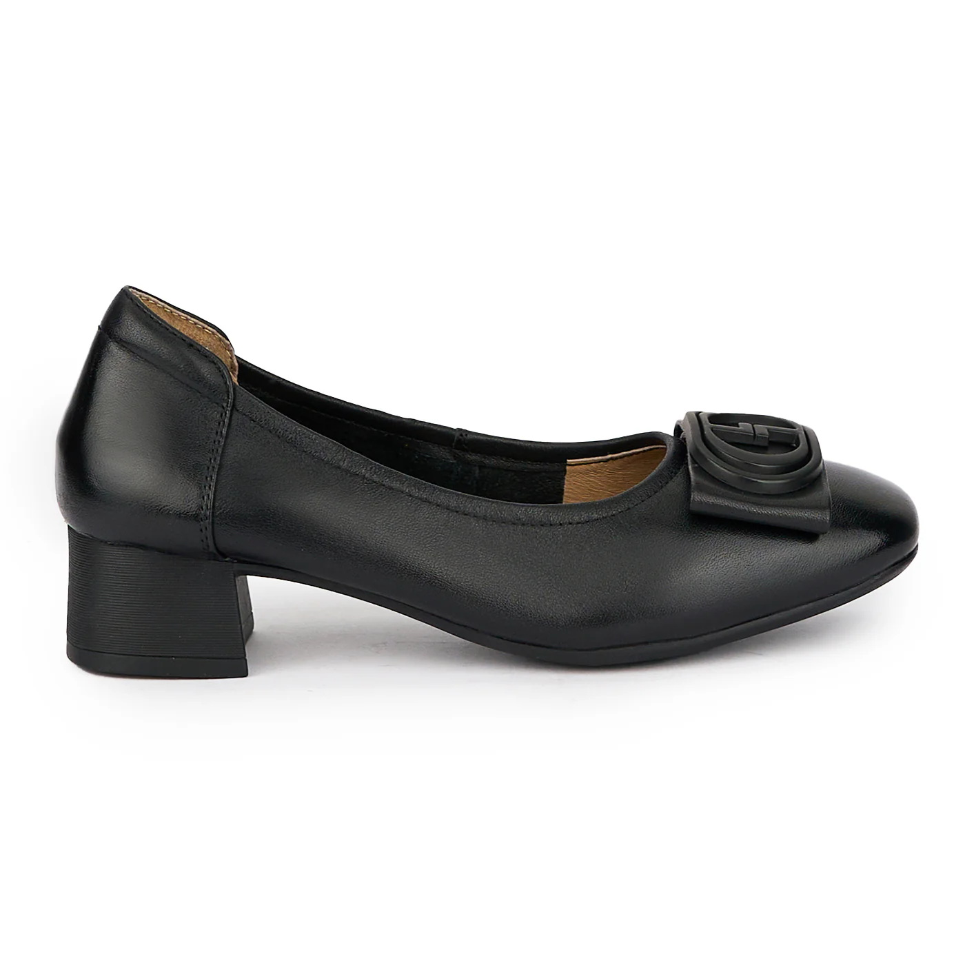 Pantofi dama din piele naturala neagra cu toc mic 3.5 cm 15335