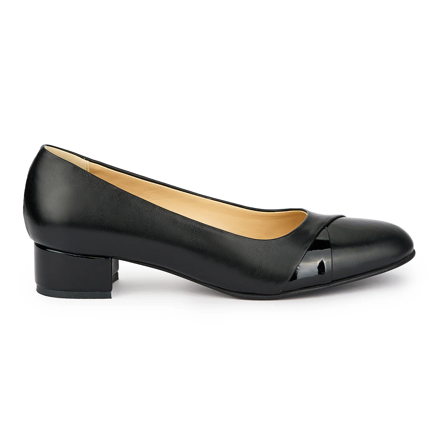 Pantofi dama din piele naturala neagra cu toc mic 3.5 cm 15576