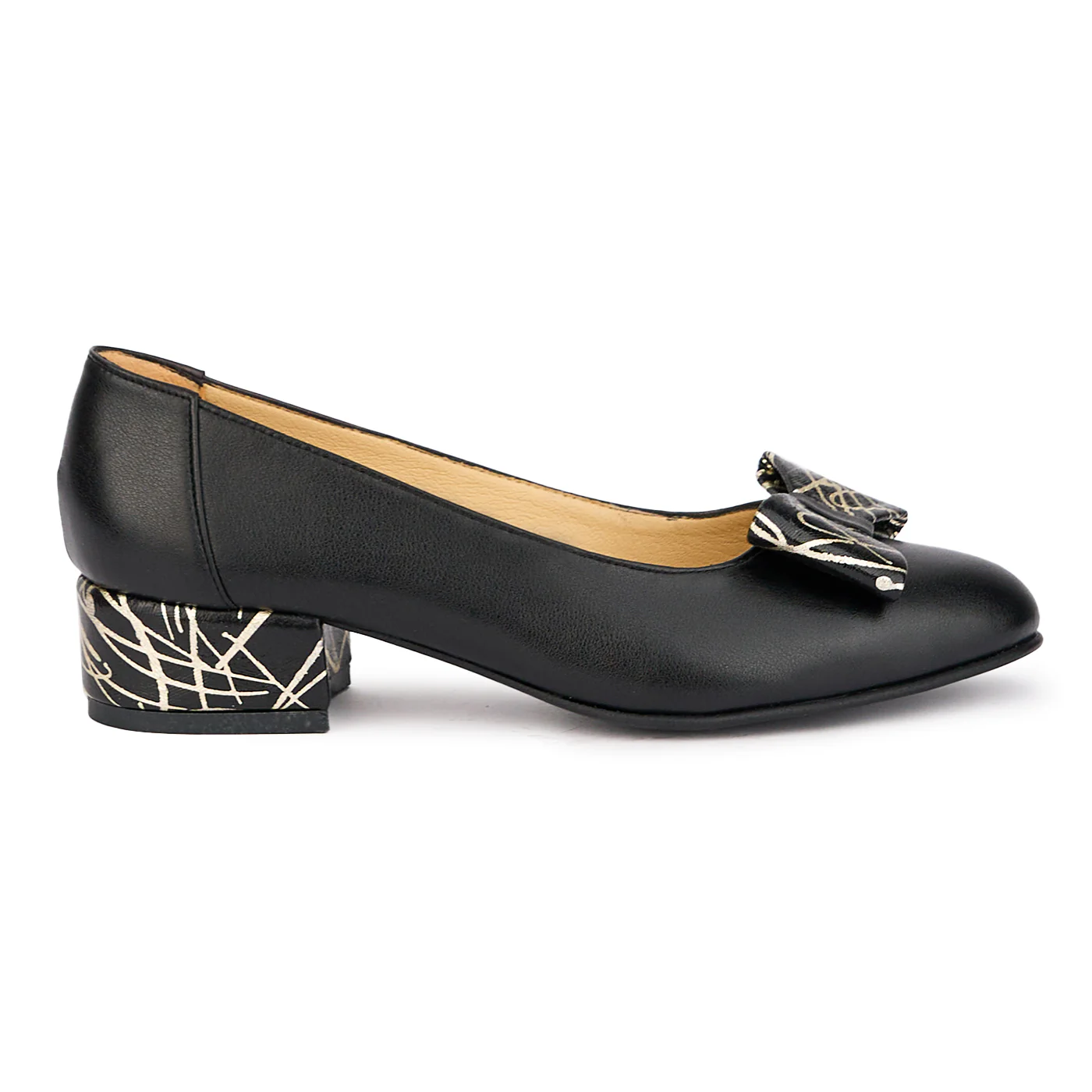 Pantofi dama din piele naturala neagra cu toc mic 3.5 cm 17107