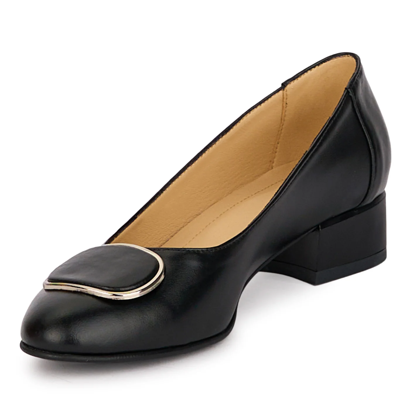 Pantofi dama din piele naturala neagra cu toc mic 3.5 cm 18604 - Image 3