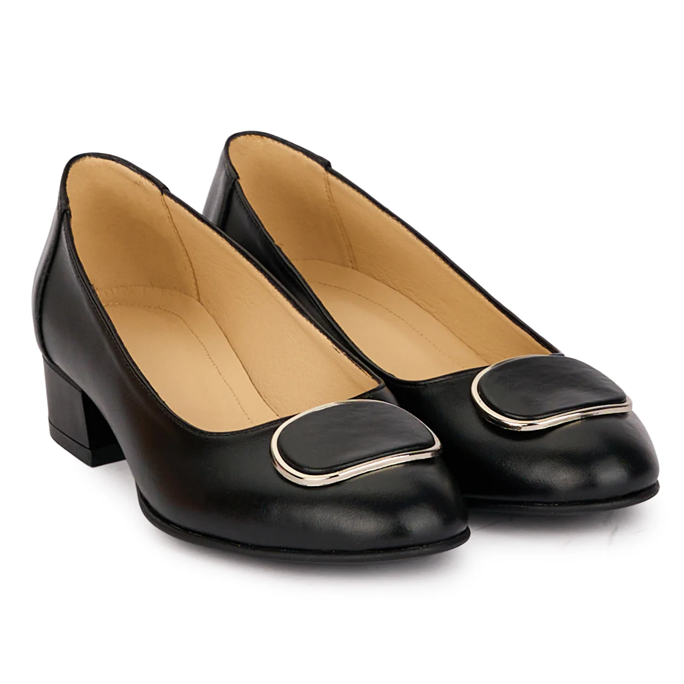 Pantofi dama din piele naturala neagra cu toc mic 3.5 cm 18604 - Image 4