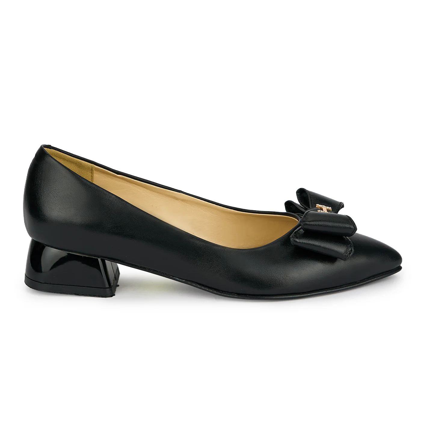 Pantofi dama din piele naturala neagra cu toc mic 3 cm 19430