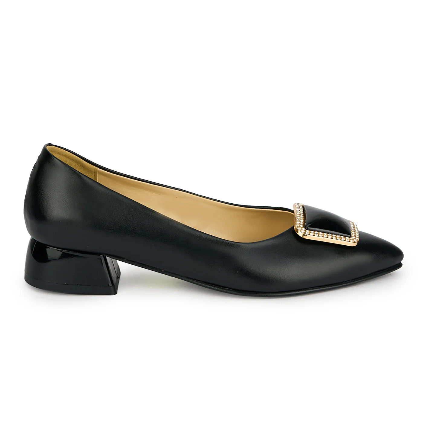 Pantofi dama din piele naturala neagra cu toc mic 3 cm 19432