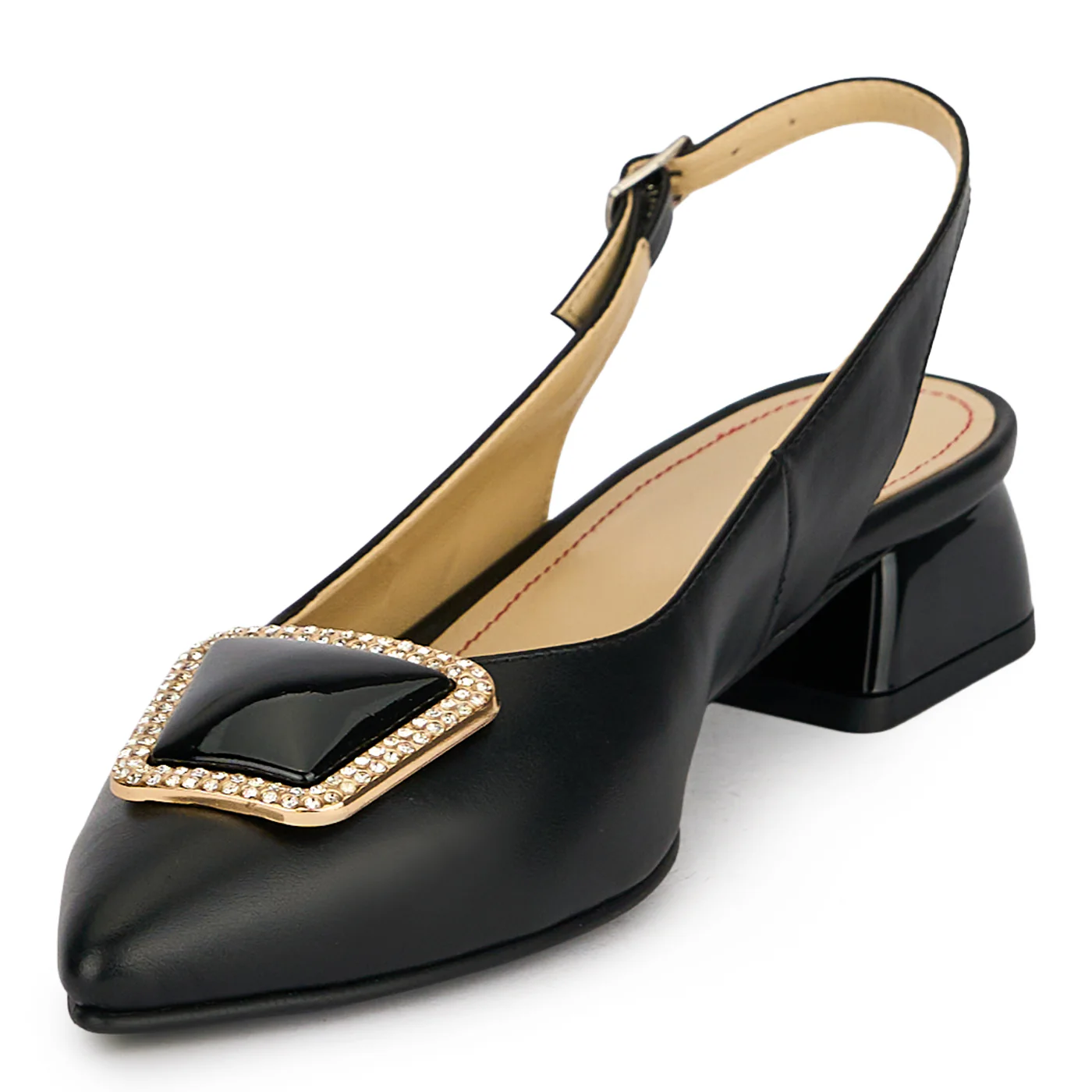 Pantofi dama din piele naturala neagra cu toc mic 3 cm 19902 - Image 3