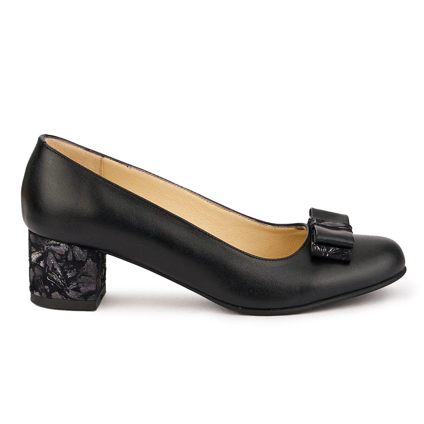 Pantofi dama din piele naturala neagra cu toc mic 4.5 cm 16762