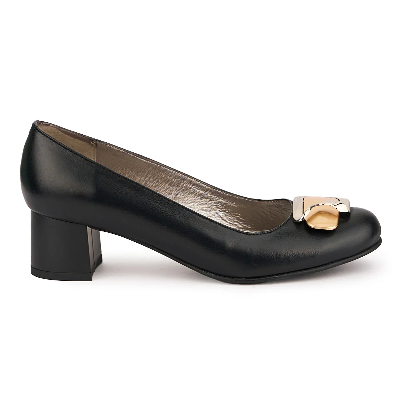 Pantofi dama din piele naturala neagra cu toc mic 4.5 cm 16763