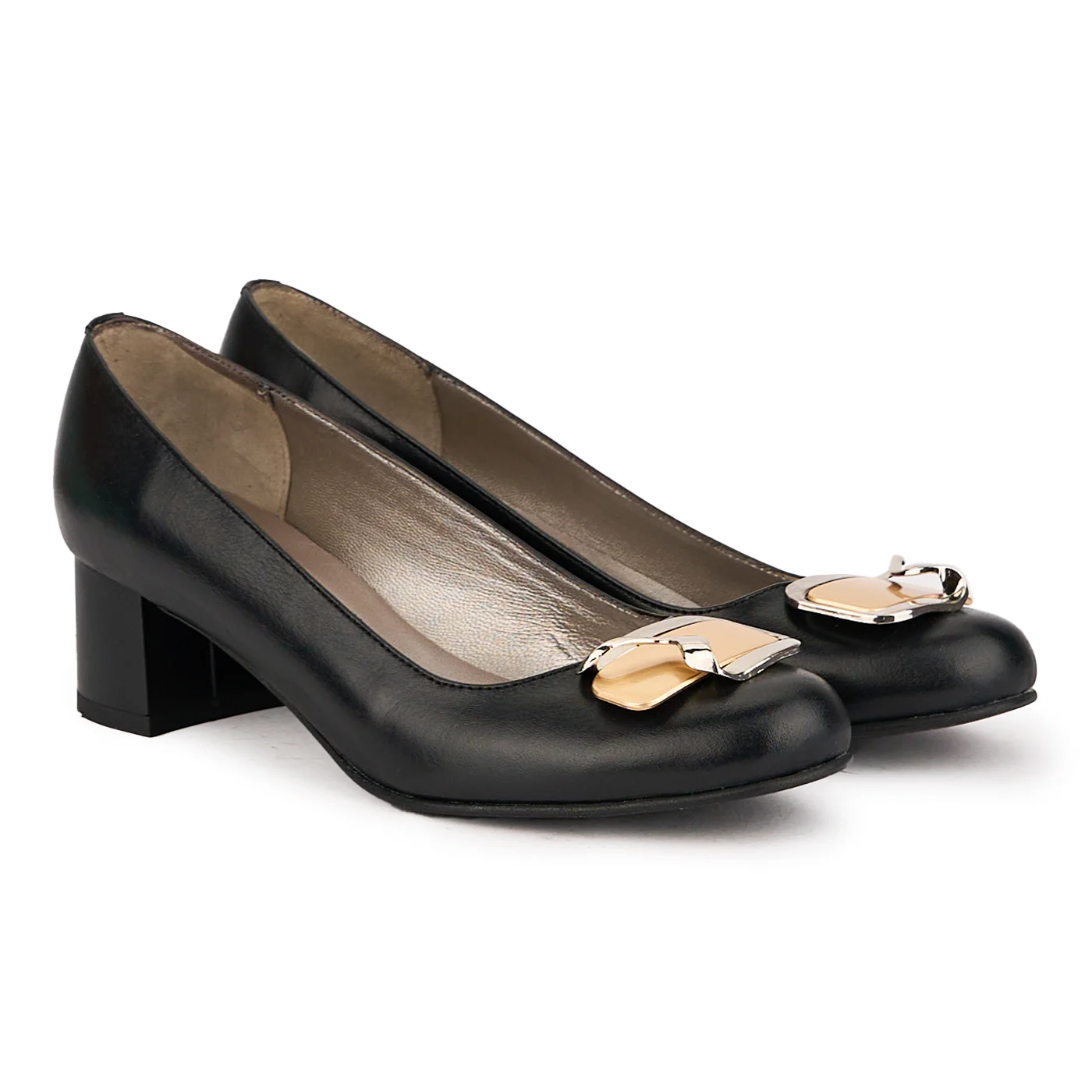 Pantofi dama din piele naturala neagra cu toc mic 4.5 cm 16763 - Image 4